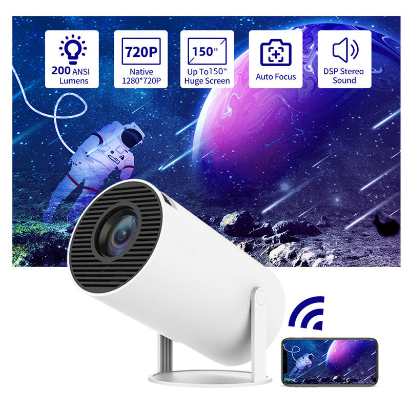 Compact Home Projector with 180° Projection Angle and Automatic Focus - Perfect for Movie Nights!