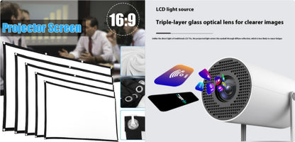 Compact Home Projector with 180° Projection Angle and Automatic Focus - Perfect for Movie Nights!