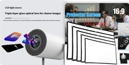 Compact Home Projector with 180° Projection Angle and Automatic Focus - Perfect for Movie Nights!