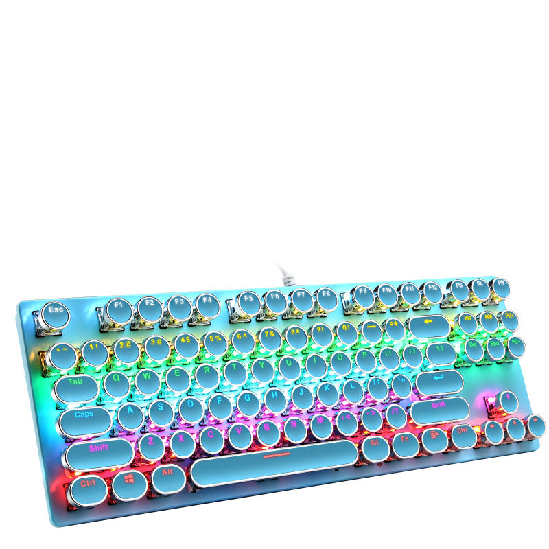 Electroplated 87-Key Mechanical Blue Switch Gaming Keyboard with Luminous Lighting - Perfect for Gamers!