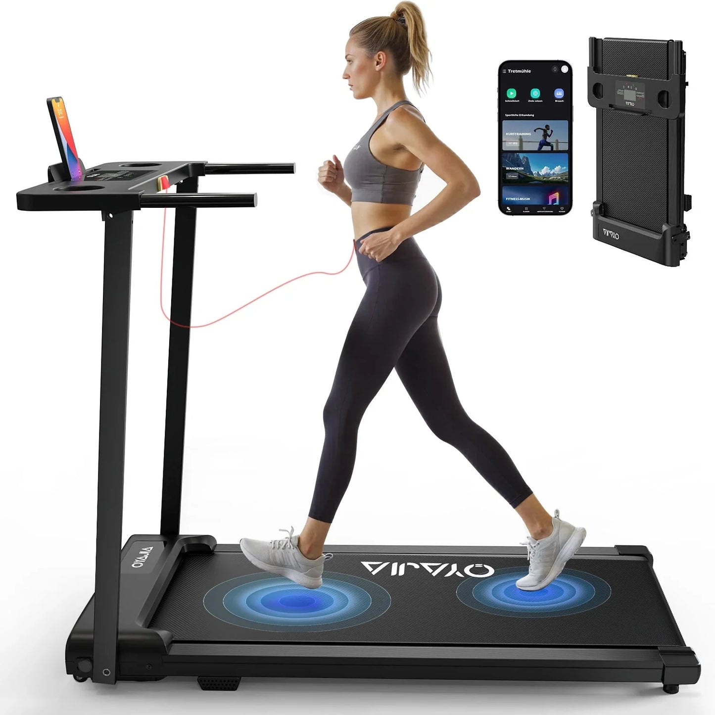 3-in-1 Folding Under Desk Treadmill for Home Use - 2.5HP Smart Walking Pad with APP Integration and LED Display