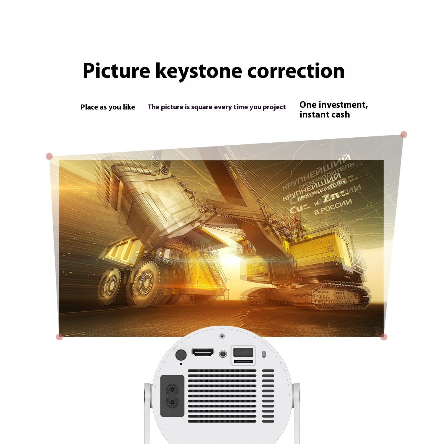 Compact Home Projector with 180° Projection Angle and Automatic Focus - Perfect for Movie Nights!