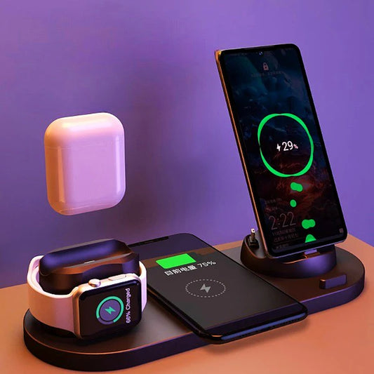 Ultimate 6-in-1 Wireless Fast Charger for iPhone, Phone & Watch - Sleek Charging Dock Station